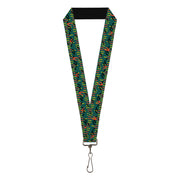 Lanyard - 1.0" - MCO Orlando International Airport Carpet Teal Orange Yellow Black Lanyards Buckle-Down