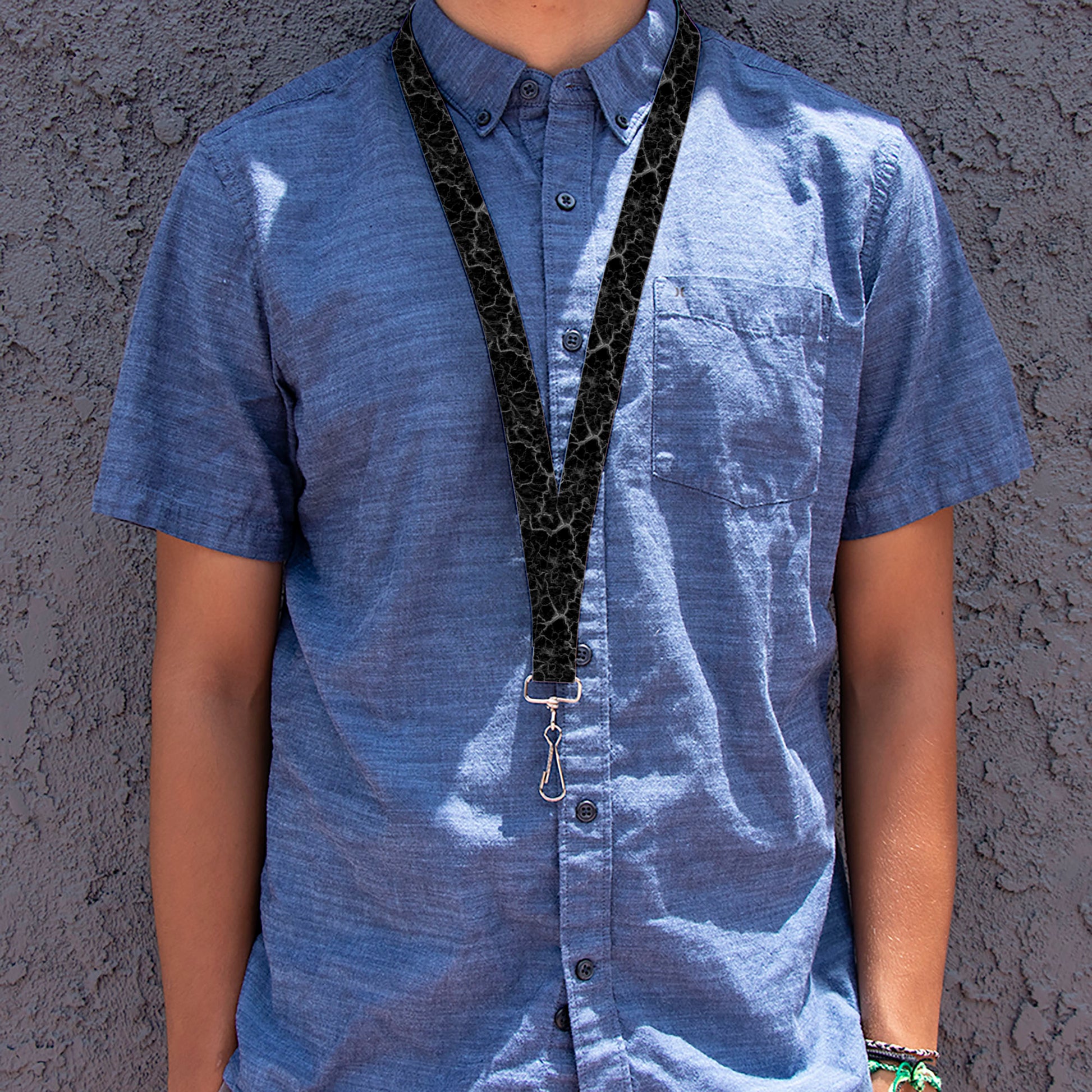 Lanyard - 1.0" - Marble Black/Charcoal Gray Lanyards Buckle-Down