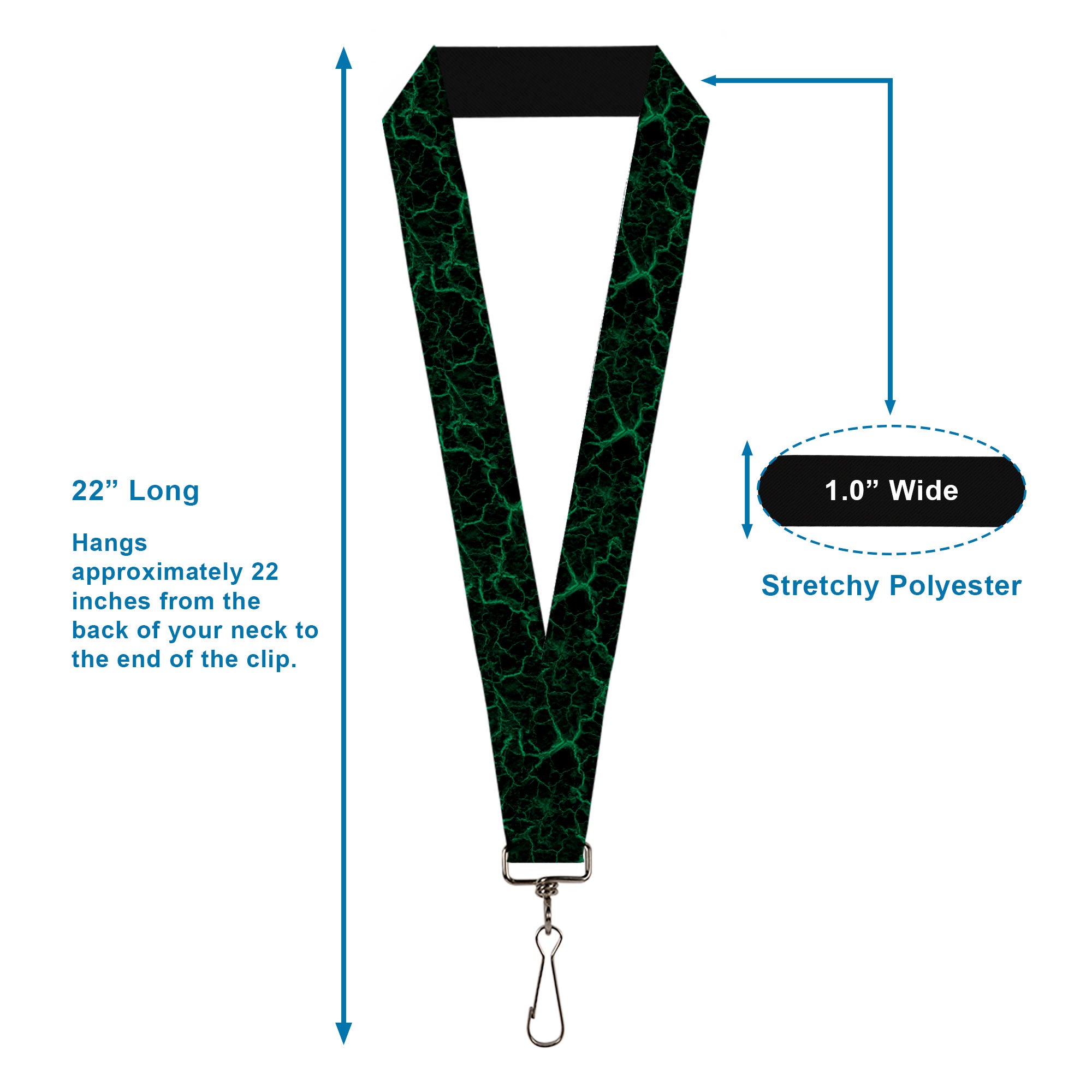 Lanyard - 1.0" - Marble Black/Green Lanyards Buckle-Down