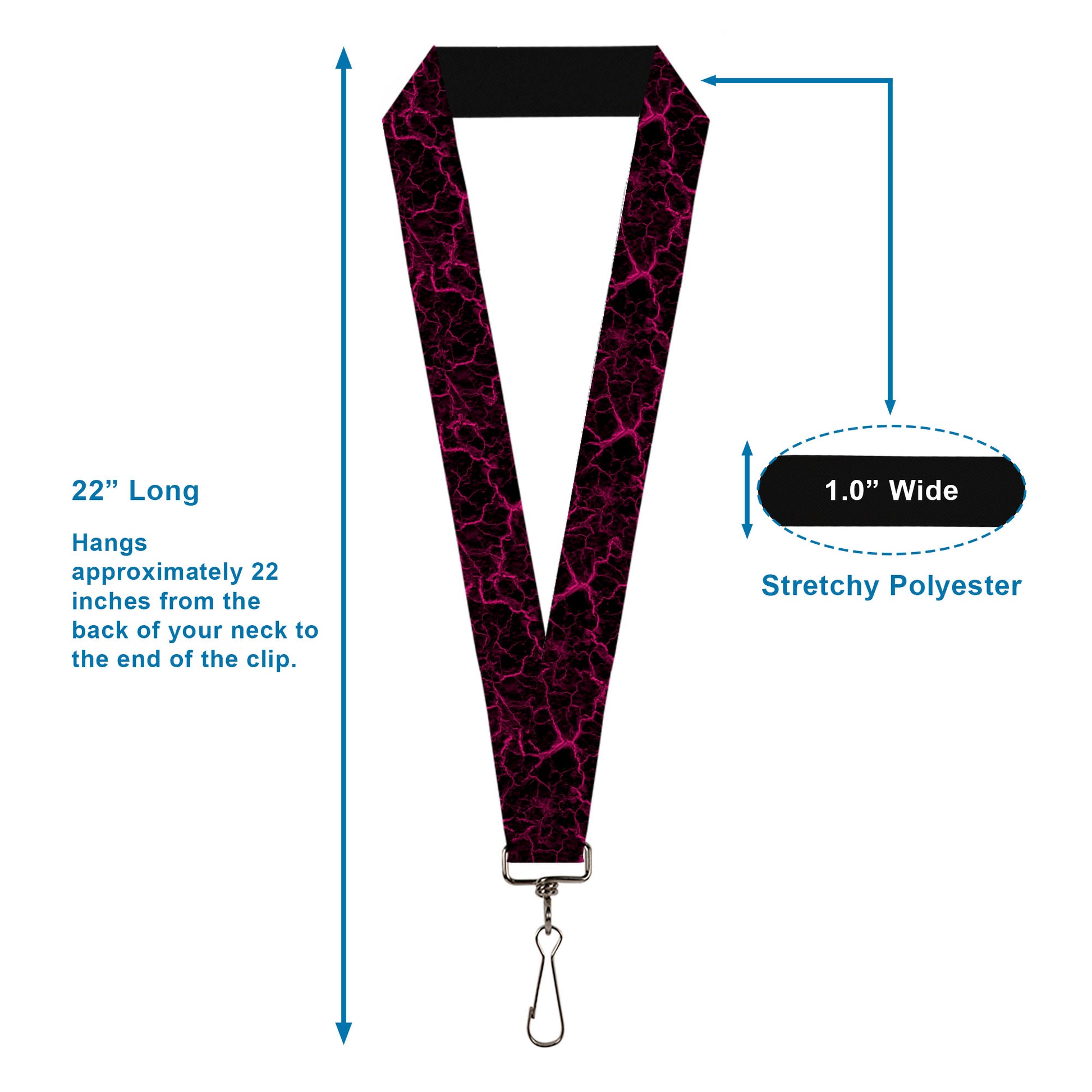 Lanyard - 1.0" - Marble Black/Hot Pink Lanyards Buckle-Down