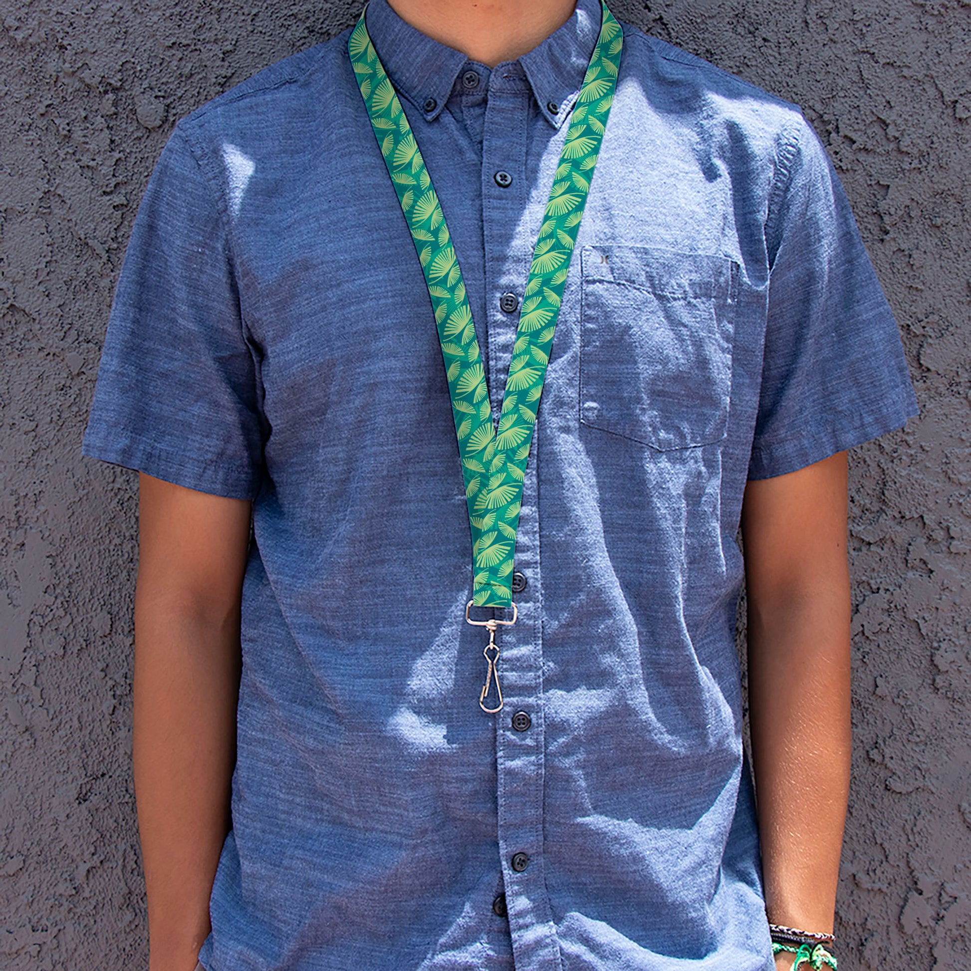Lanyard - 1.0" - Palm Leaves Stacked Pastel Greens Lanyards Buckle-Down