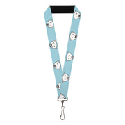 Lanyard - 1.0" - Polar Bear Repeat Baby Blue Lanyards Buckle-Down