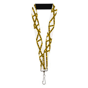 Lanyard - 1.0" - Police Line White Yellow Lanyards Buckle-Down