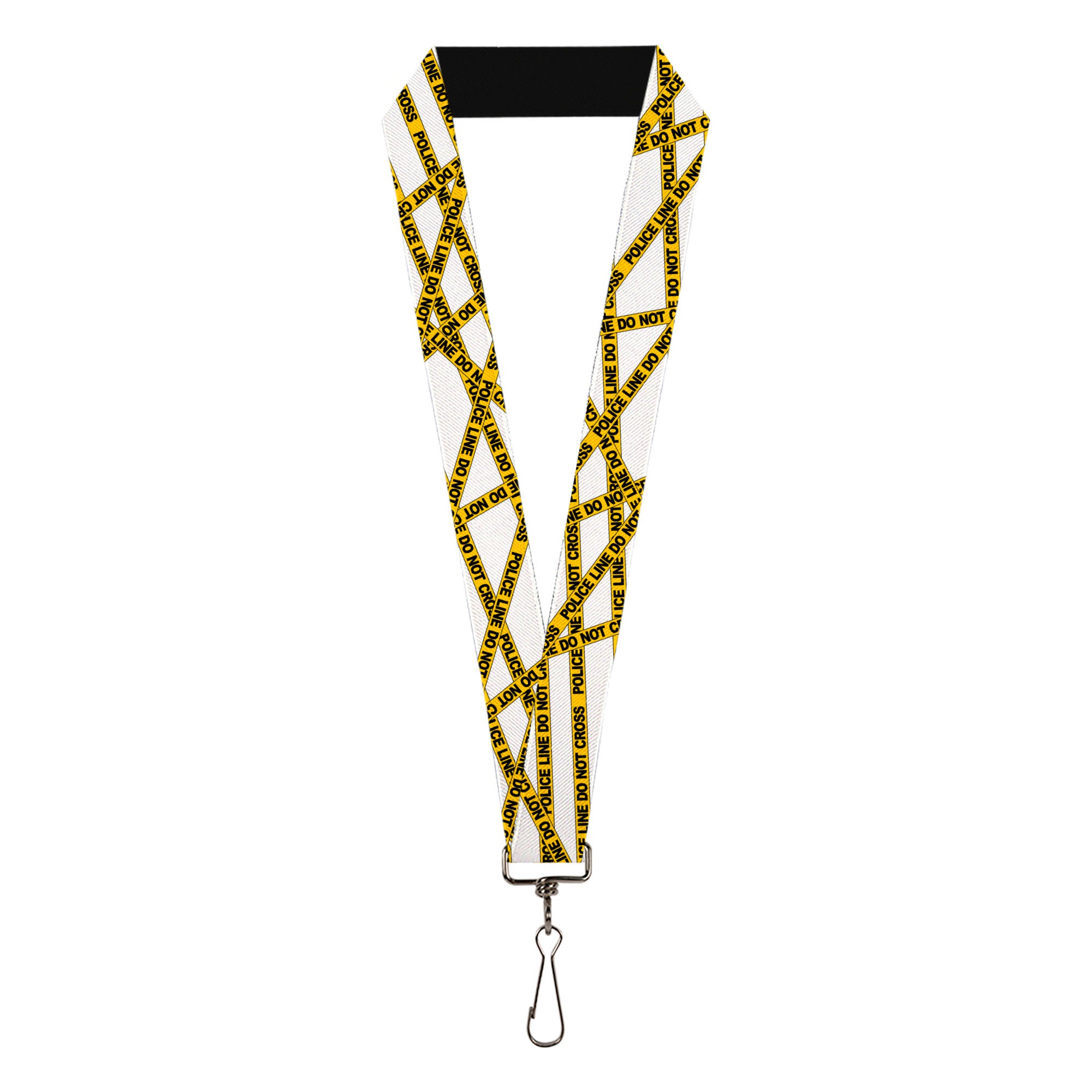 Lanyard - 1.0" - Police Line White Yellow Lanyards Buckle-Down