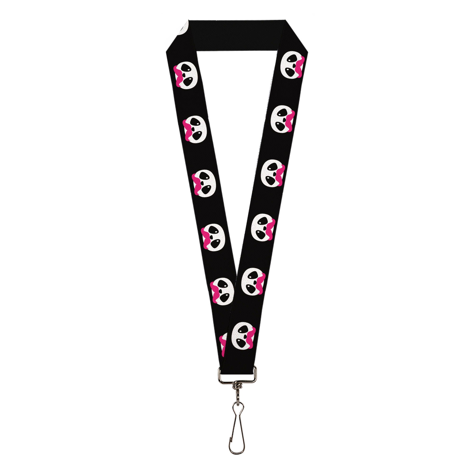 Lanyard - 1.0" - Panda Face w Pink Mustache Lanyards Buckle-Down