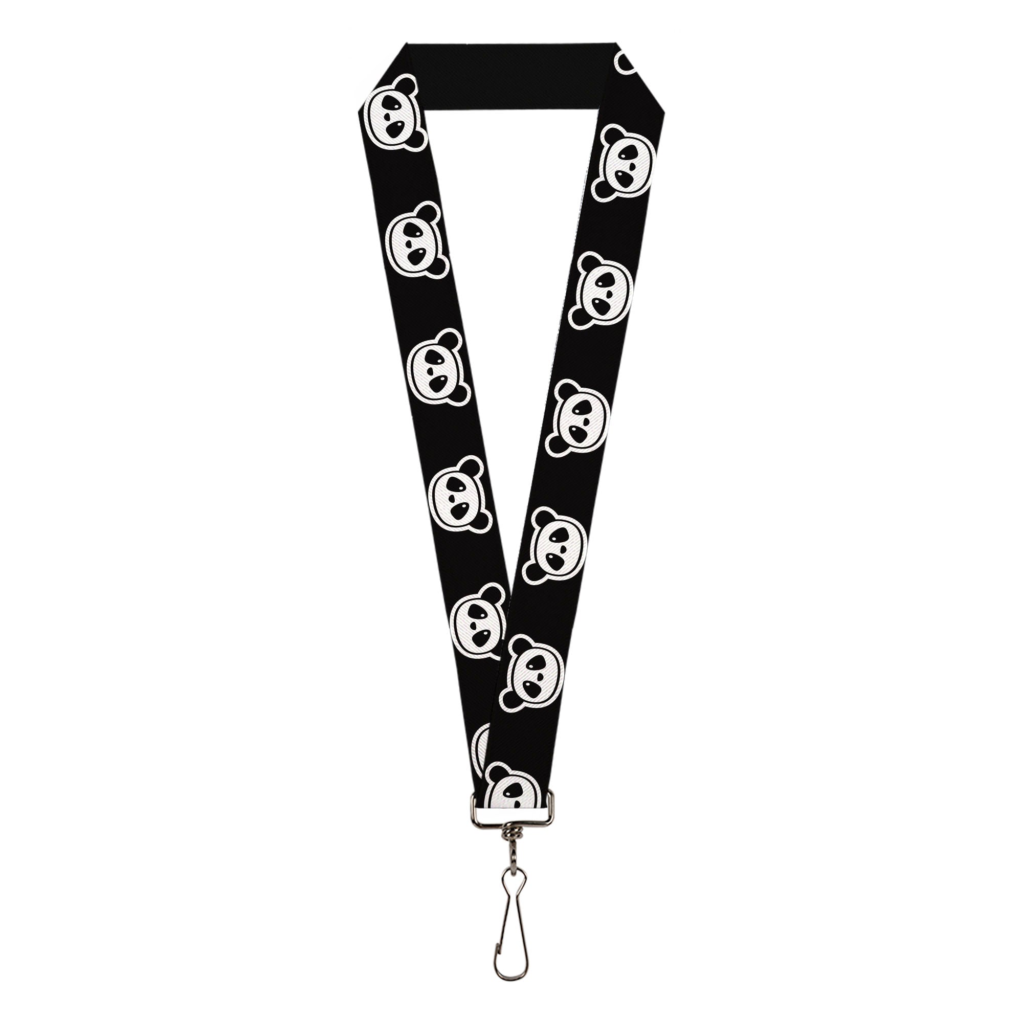 Lanyard - 1.0" - Panda Bear Cartoon2 Black White Lanyards Buckle-Down