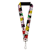 Lanyard - 1.0" - Sugar Skulls & Flowers Black Multi Color Lanyards Buckle-Down