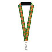 Lanyard - 1.0" - Plaid Gold Green Pink Lanyards Buckle-Down