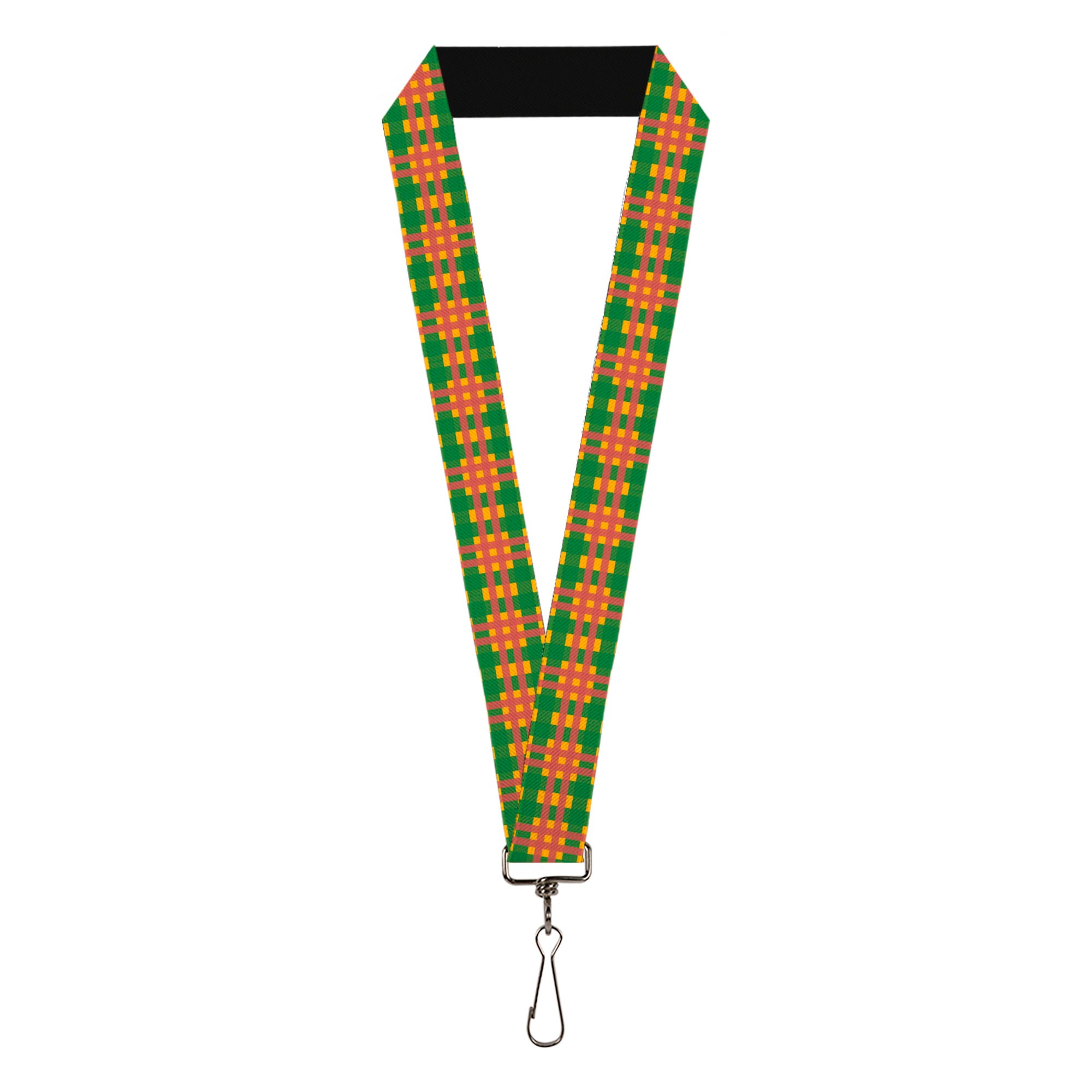 Lanyard - 1.0" - Plaid Gold Green Pink Lanyards Buckle-Down