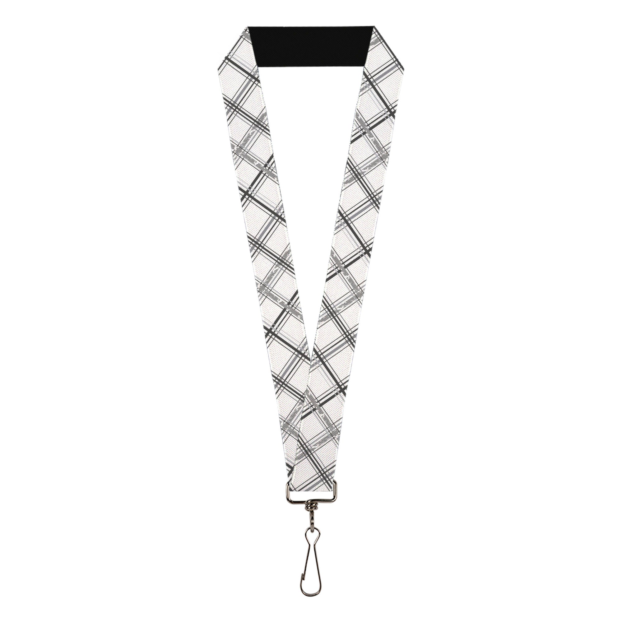 Lanyard - 1.0" - Plaid X Weathered White Gray Lanyards Buckle-Down
