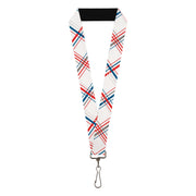 Lanyard - 1.0" - Plaid X White Red Turquoise Gray Lanyards Buckle-Down