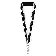 Lanyard - 1.0" - Plastic Mustache White Black Lanyards Buckle-Down
