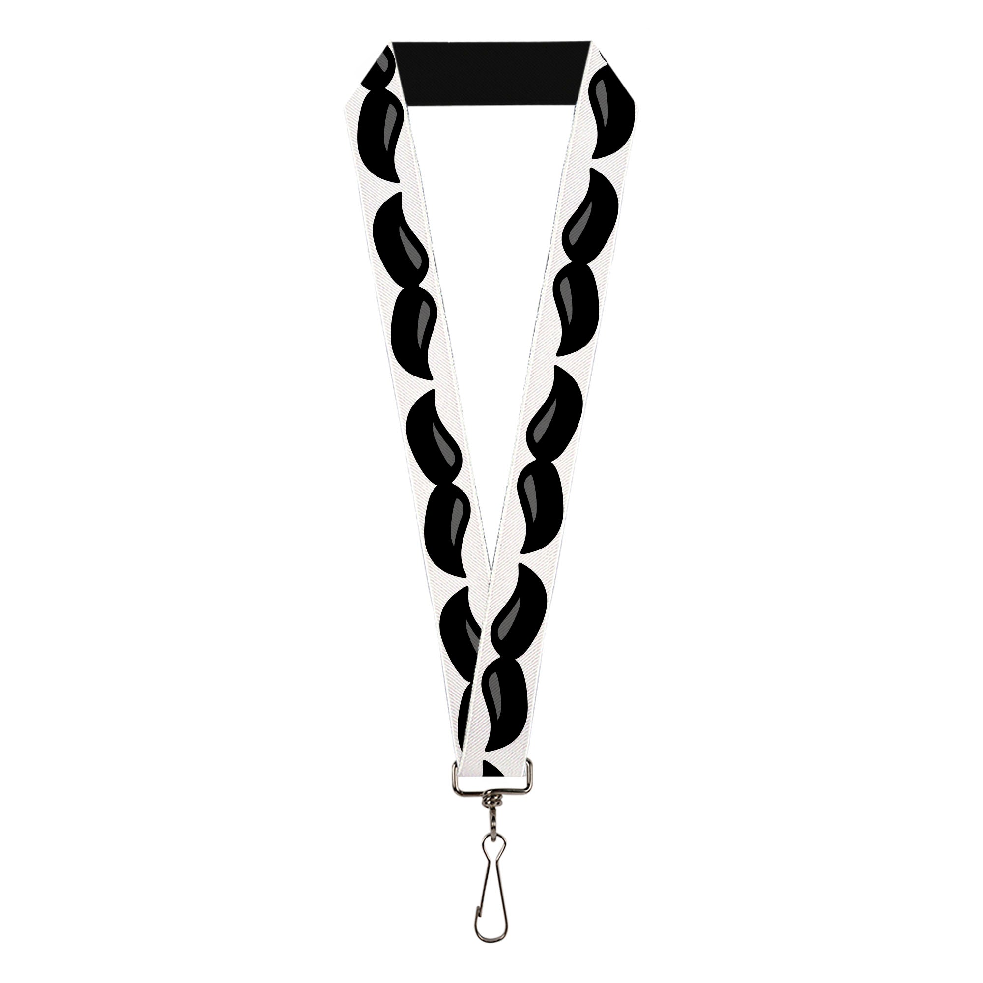 Lanyard - 1.0" - Plastic Mustache White Black Lanyards Buckle-Down