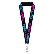 Buckle-Down Lanyard - PARTY NAKED Black/Turquoise/Fuchsia Lanyards Buckle-Down