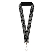 Lanyard - 1.0" - Paisley2 Black White Lanyards Buckle-Down