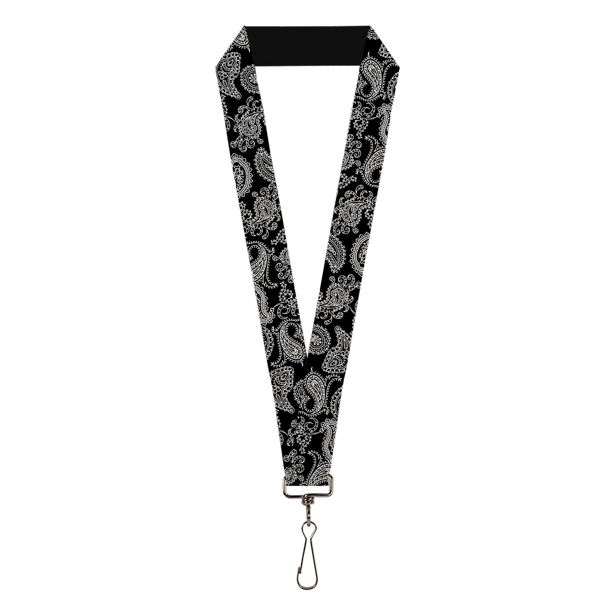 Lanyard - 1.0" - Paisley2 Black White Lanyards Buckle-Down