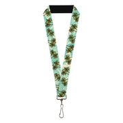 Lanyard - 1.0" - Palm Trees Swaying Tan Teal Lanyards Buckle-Down
