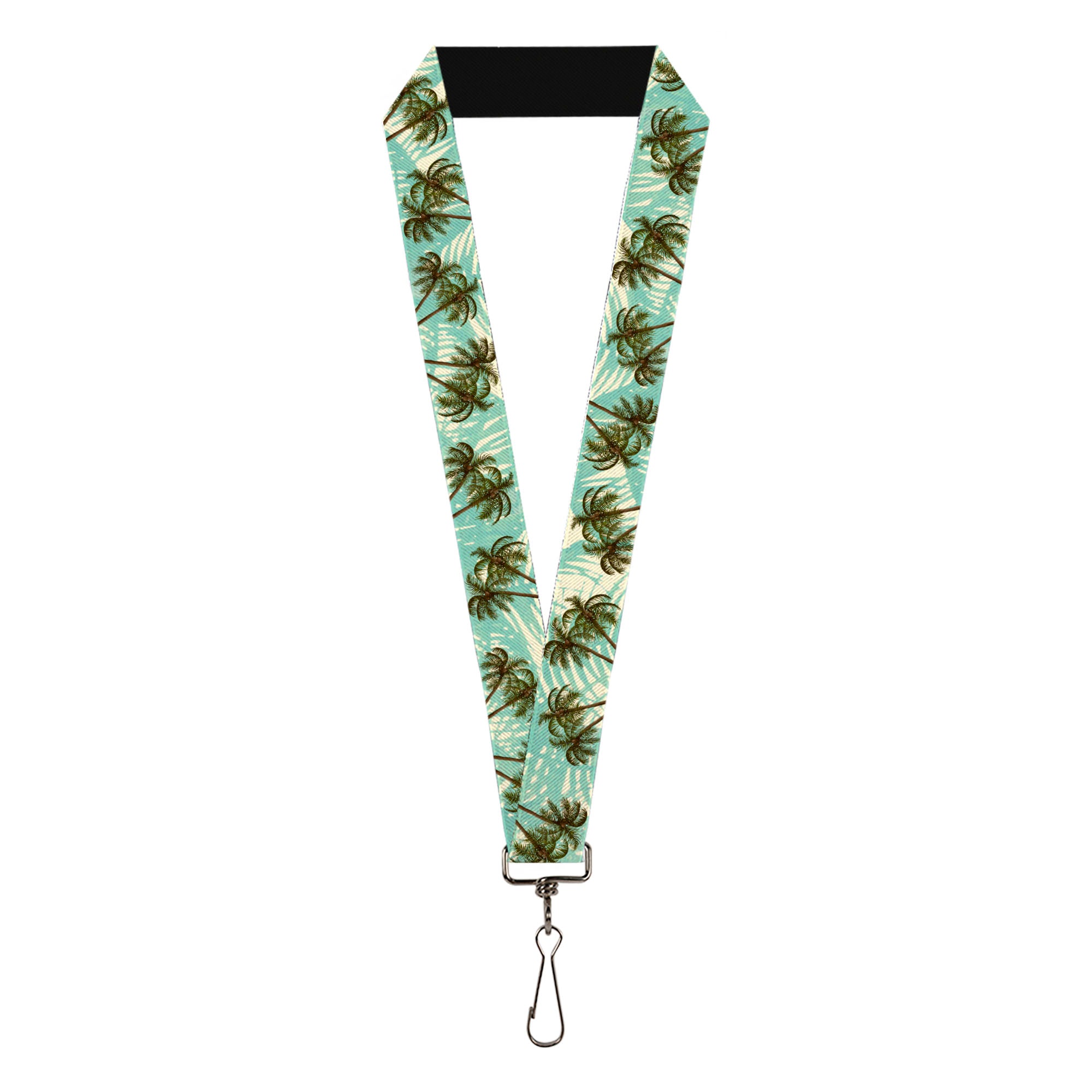 Lanyard - 1.0" - Palm Trees Swaying Tan Teal Lanyards Buckle-Down