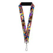Lanyard - 1.0" - Pets & Snacks Rainbow Collage Lanyards Buckle-Down