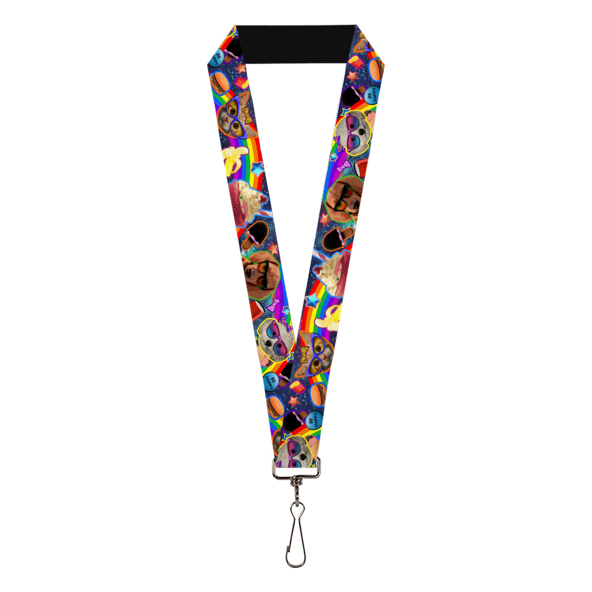 Lanyard - 1.0" - Pets & Snacks Rainbow Collage Lanyards Buckle-Down