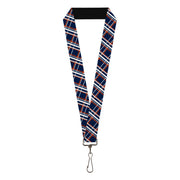 Lanyard - 1.0" - Plaid X2 Navy White Orange Lanyards Buckle-Down