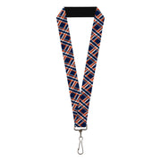 Lanyard - 1.0" - Plaid X3 Navy Orange White Lanyards Buckle-Down