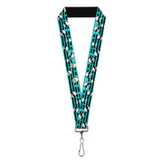 Lanyard - 1.0" - Multi Panda w Sunglasses Stripe Turquoise Black Lanyards Buckle-Down