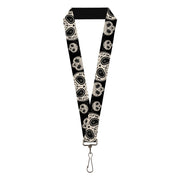 Lanyard - 1.0" - Panda Bear Sugar Skull Black White Lanyards Buckle-Down