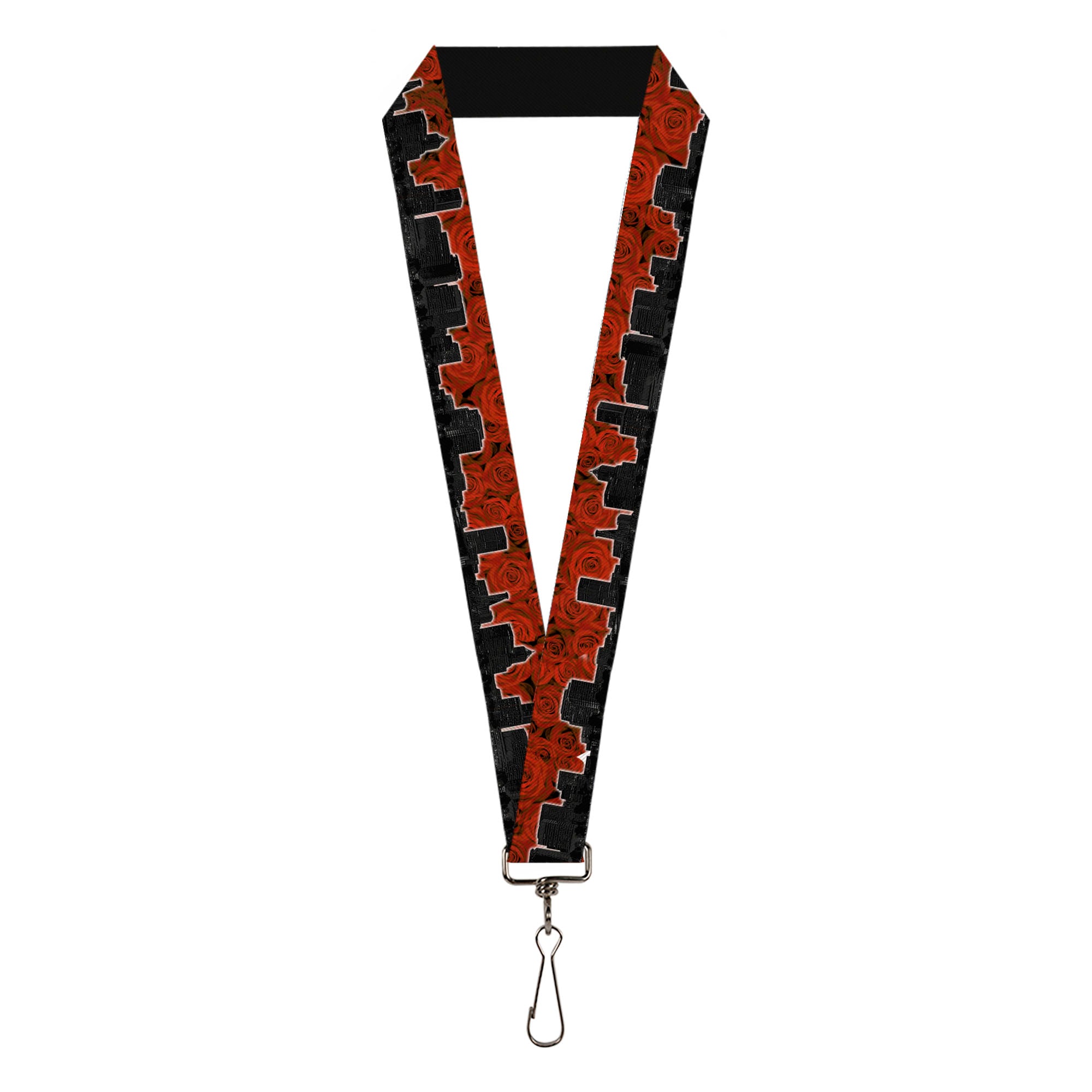 Lanyard - 1.0" - Portland Vivid Skyline Red Roses Black Lanyards Buckle-Down