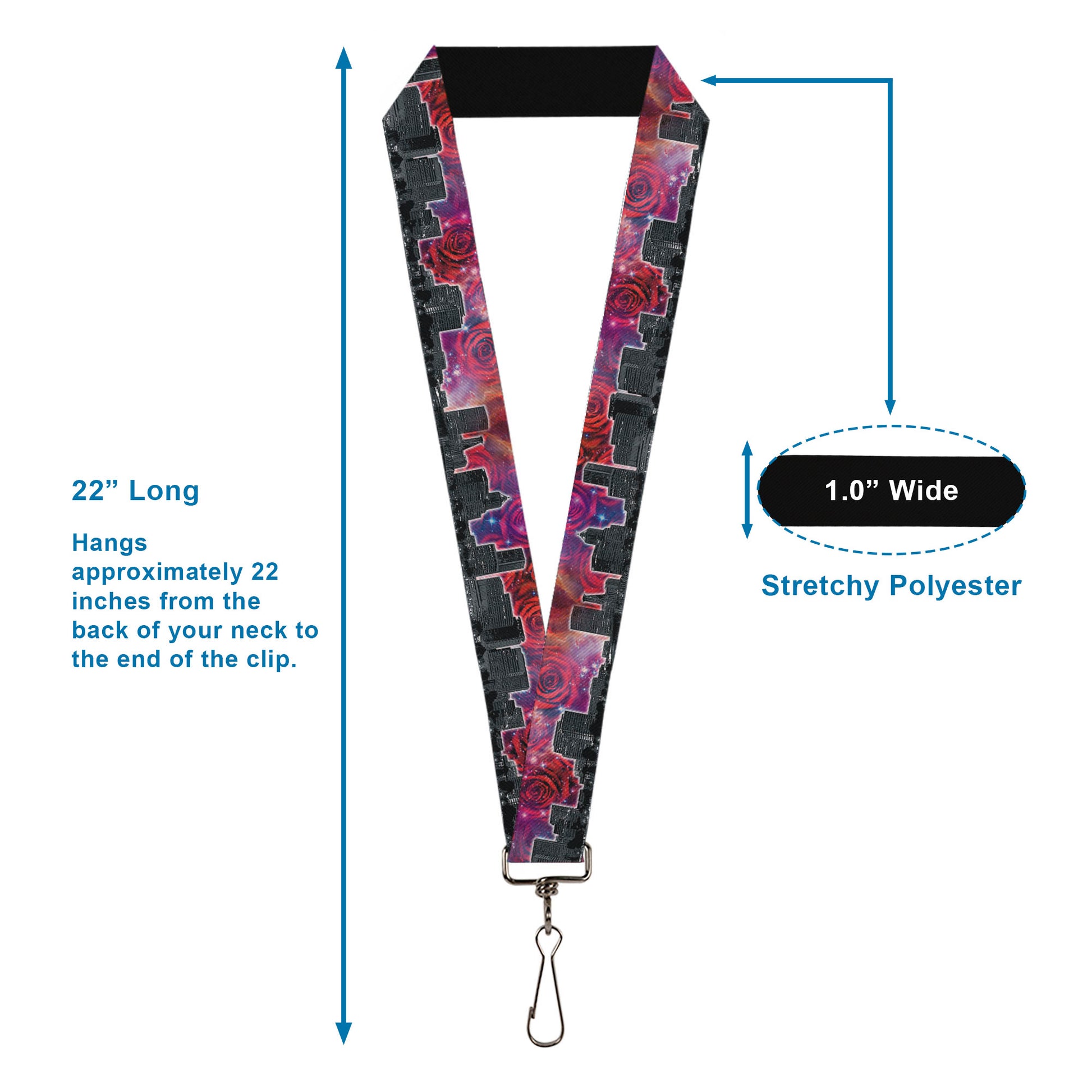 Lanyard - 1.0" - Portland Vivid Skyline Cosmic Roses Lanyards Buckle-Down