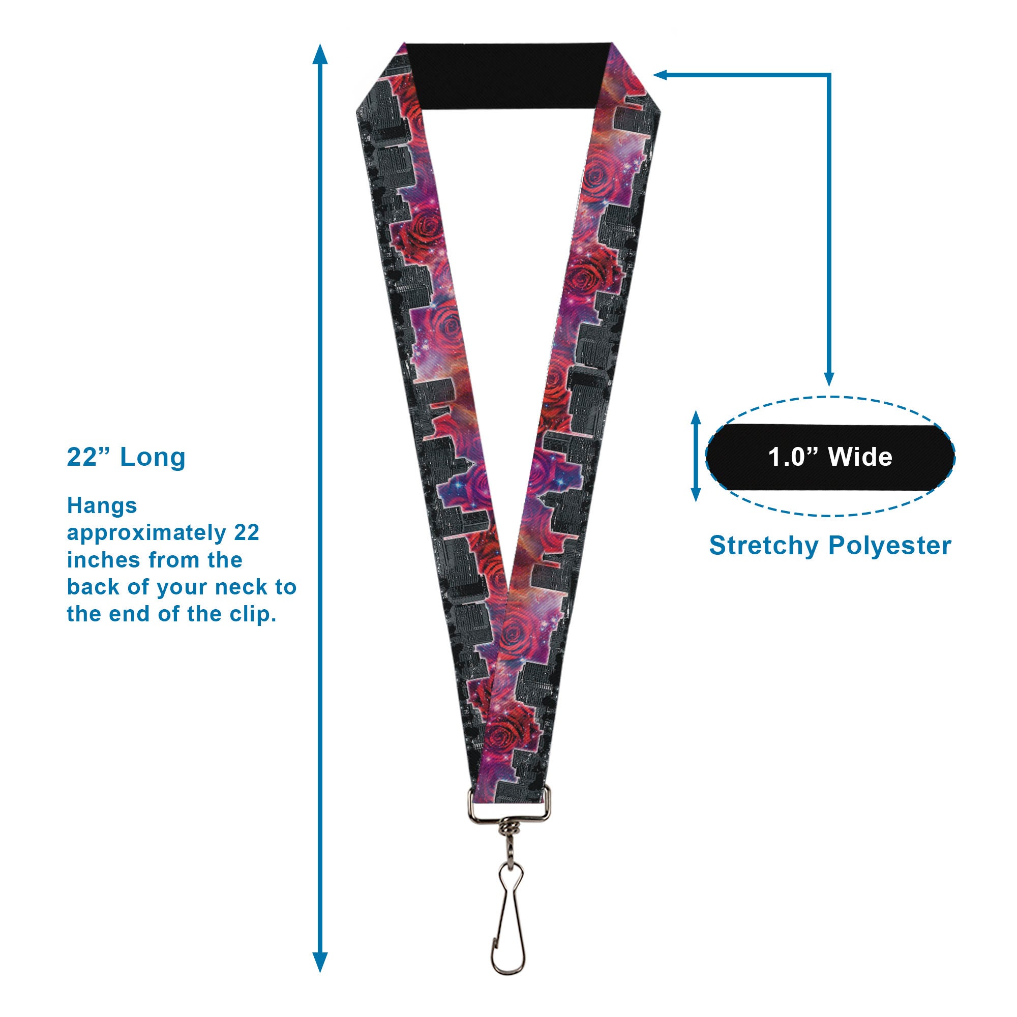 Lanyard - 1.0" - Portland Vivid Skyline Cosmic Roses Lanyards Buckle-Down