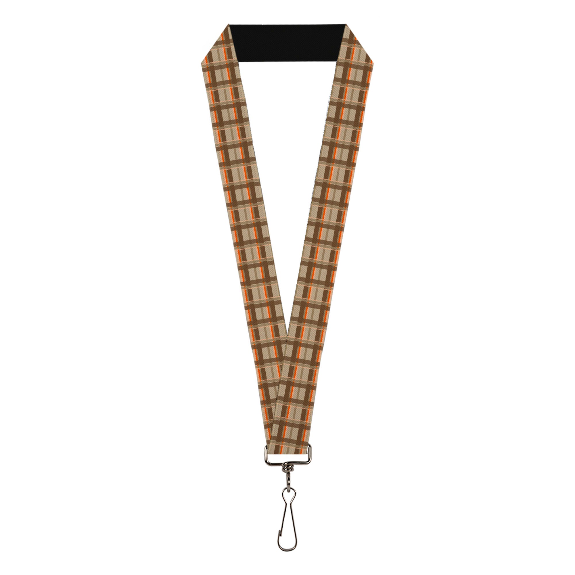 Lanyard - 1.0" - Plaid Tan Shades Orange Lanyards Buckle-Down