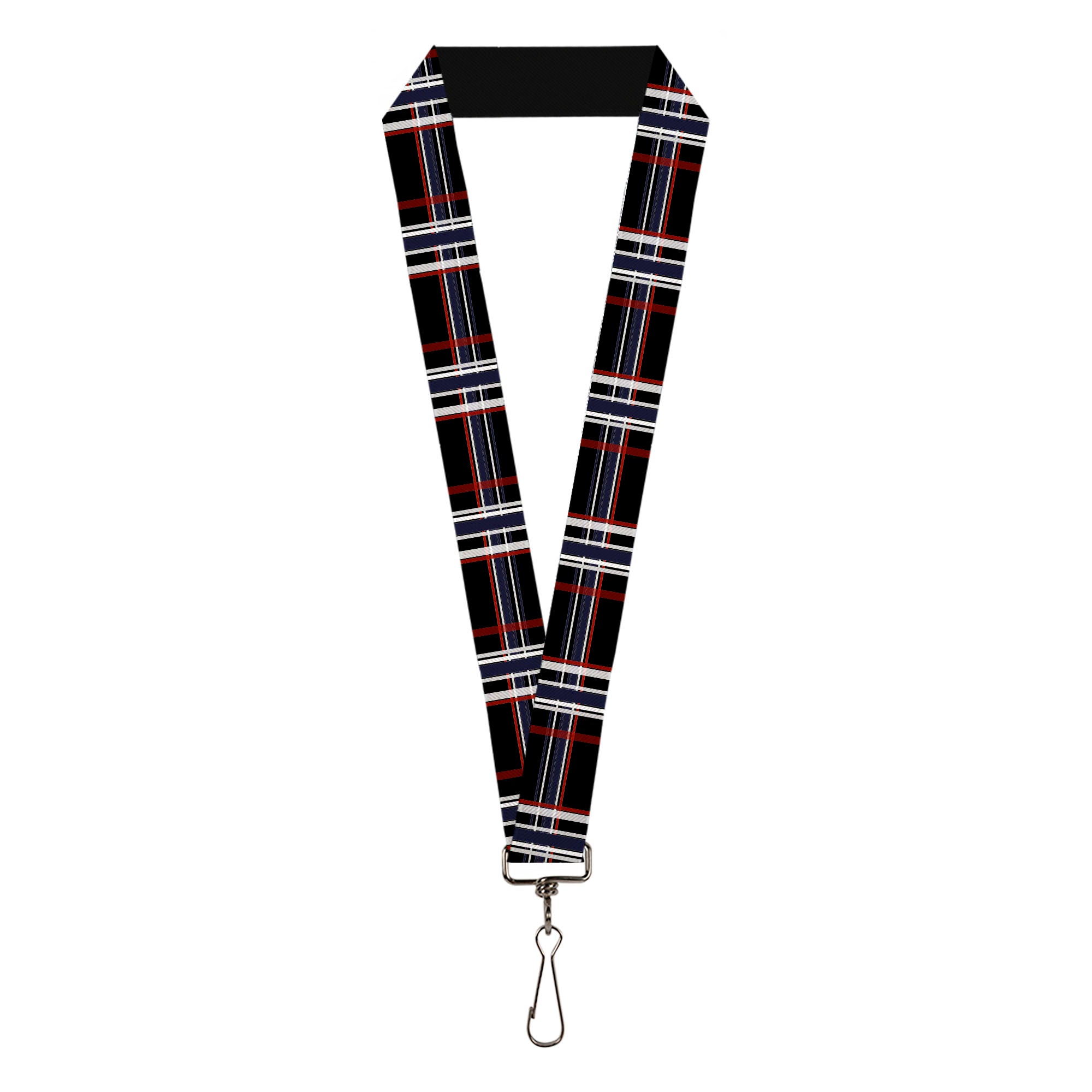 Lanyard - 1.0" - Plaid Black Red White Blue Lanyards Buckle-Down