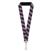 Lanyard - 1.0" - Plaid X Blue White Red Lanyards Buckle-Down