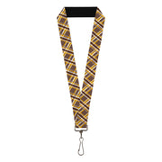 Lanyard - 1.0" - Plaid X Brown White Gold Lanyards Buckle-Down