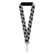 Lanyard - 1.0" - Plaid X2 Black Grays White Lanyards Buckle-Down