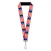 Lanyard - 1.0" - Puerto Rico Flag Repeat Black Lanyards Buckle-Down