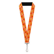 Lanyard - 1.0" - Plaid X4 Oranges White Lanyards Buckle-Down