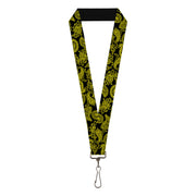 Lanyard - 1.0" - Paisley Black Neon Yellow Lanyards Buckle-Down