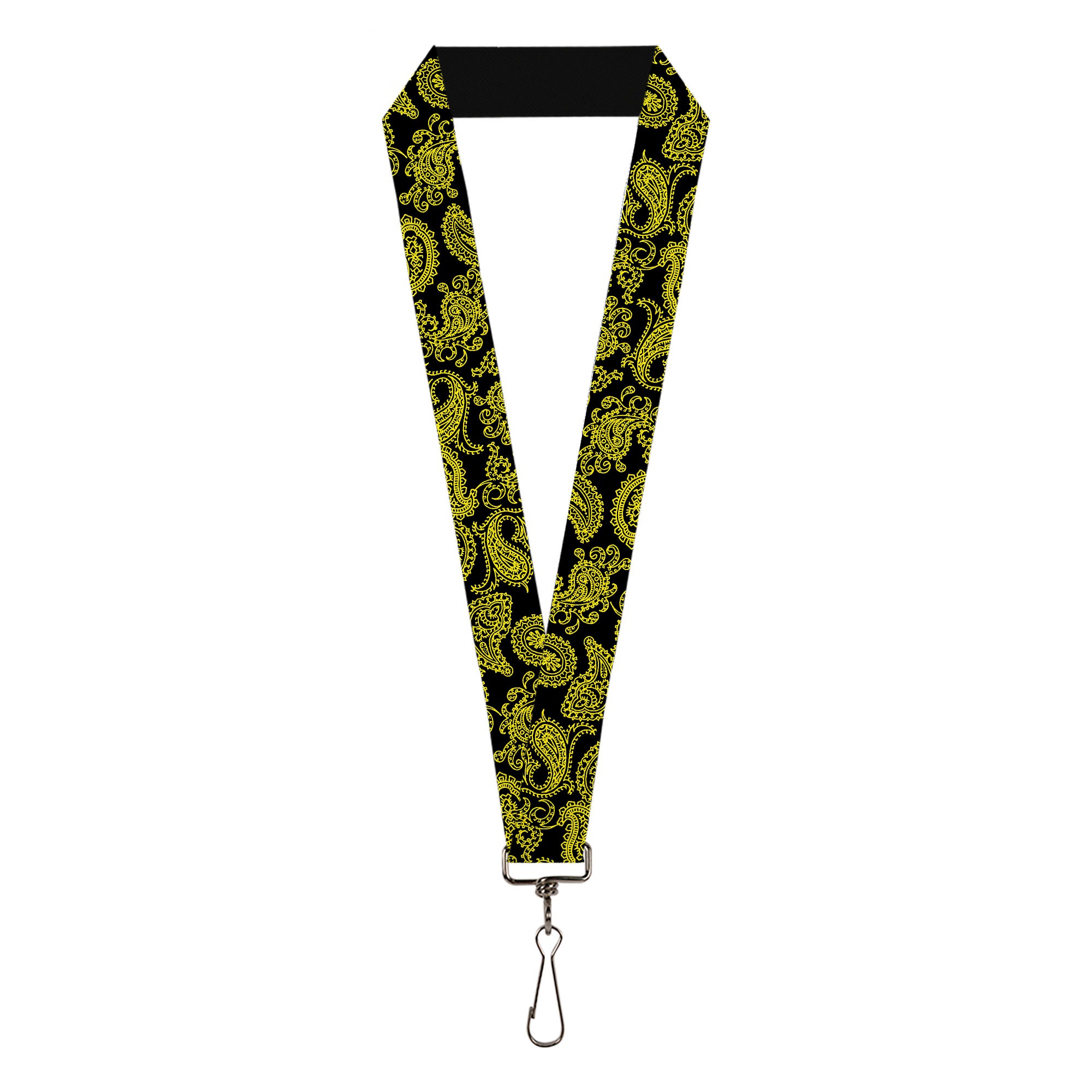 Lanyard - 1.0" - Paisley Black Neon Yellow Lanyards Buckle-Down