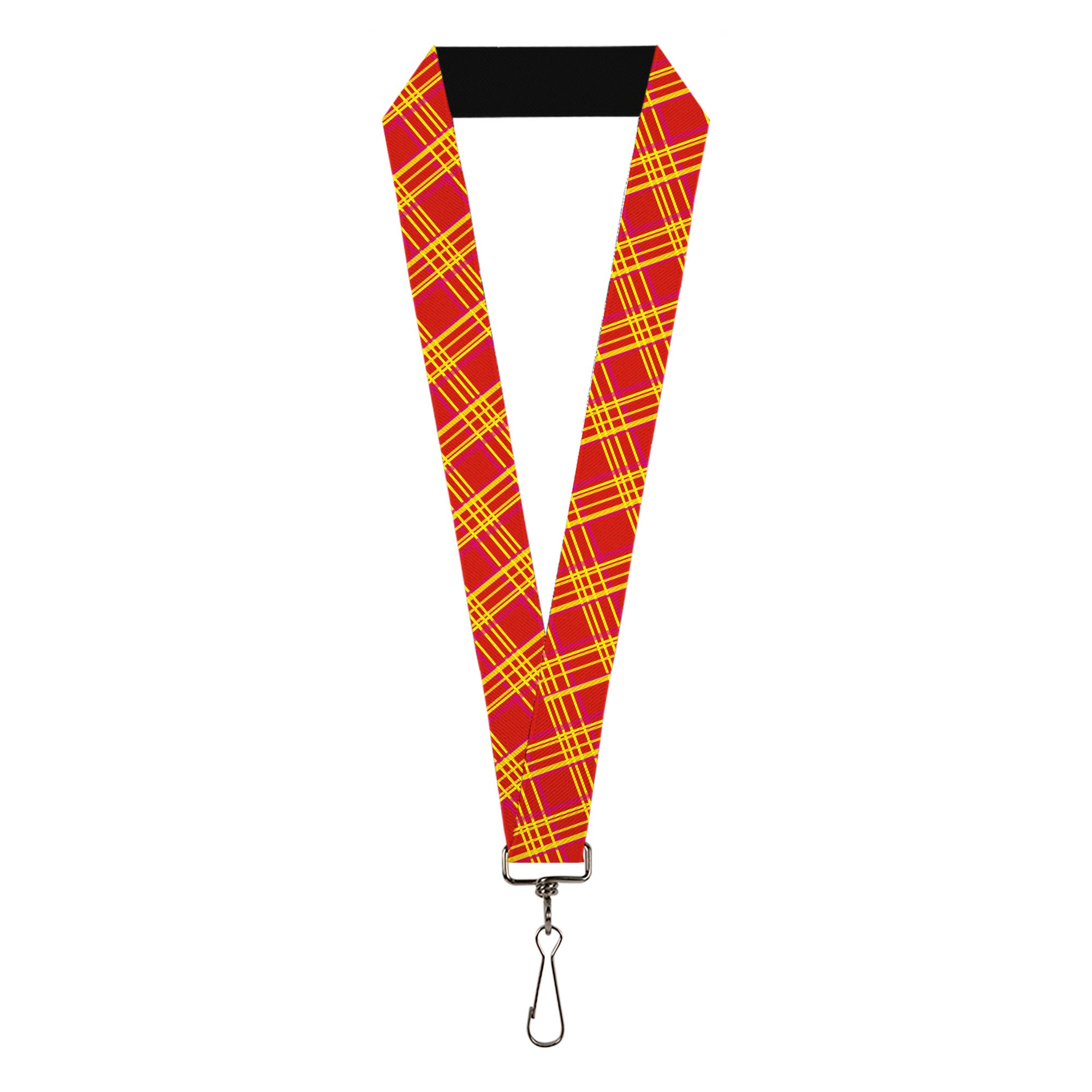 Lanyard - 1.0" - Plaid X4 Fluorescent Oranges Pinks Yellow Lanyards Buckle-Down