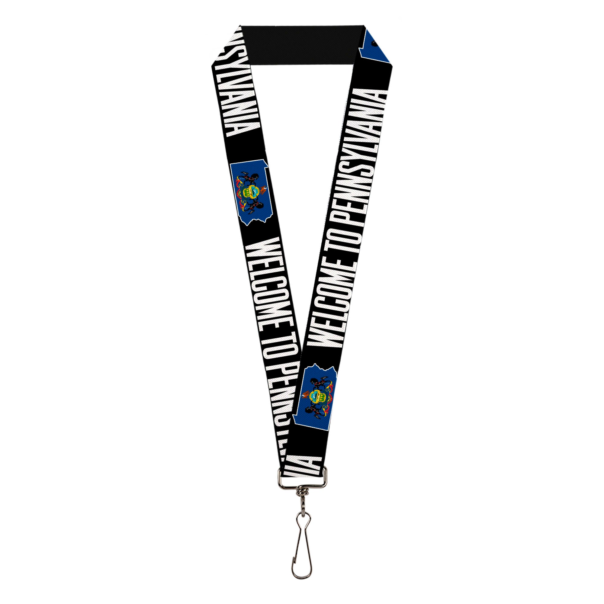 Lanyard - 1.0" - Pennsylvania Flag Silhouette WELCOME TO PENNSYLVANIA Lanyards Buckle-Down
