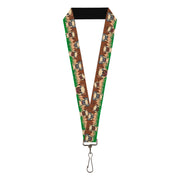 Lanyard - 1.0" - Pug Puppies Paw Prints Browns Greens Lanyards Buckle-Down