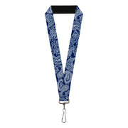 Lanyard - 1.0" - Paisley Blue White Lanyards Buckle-Down