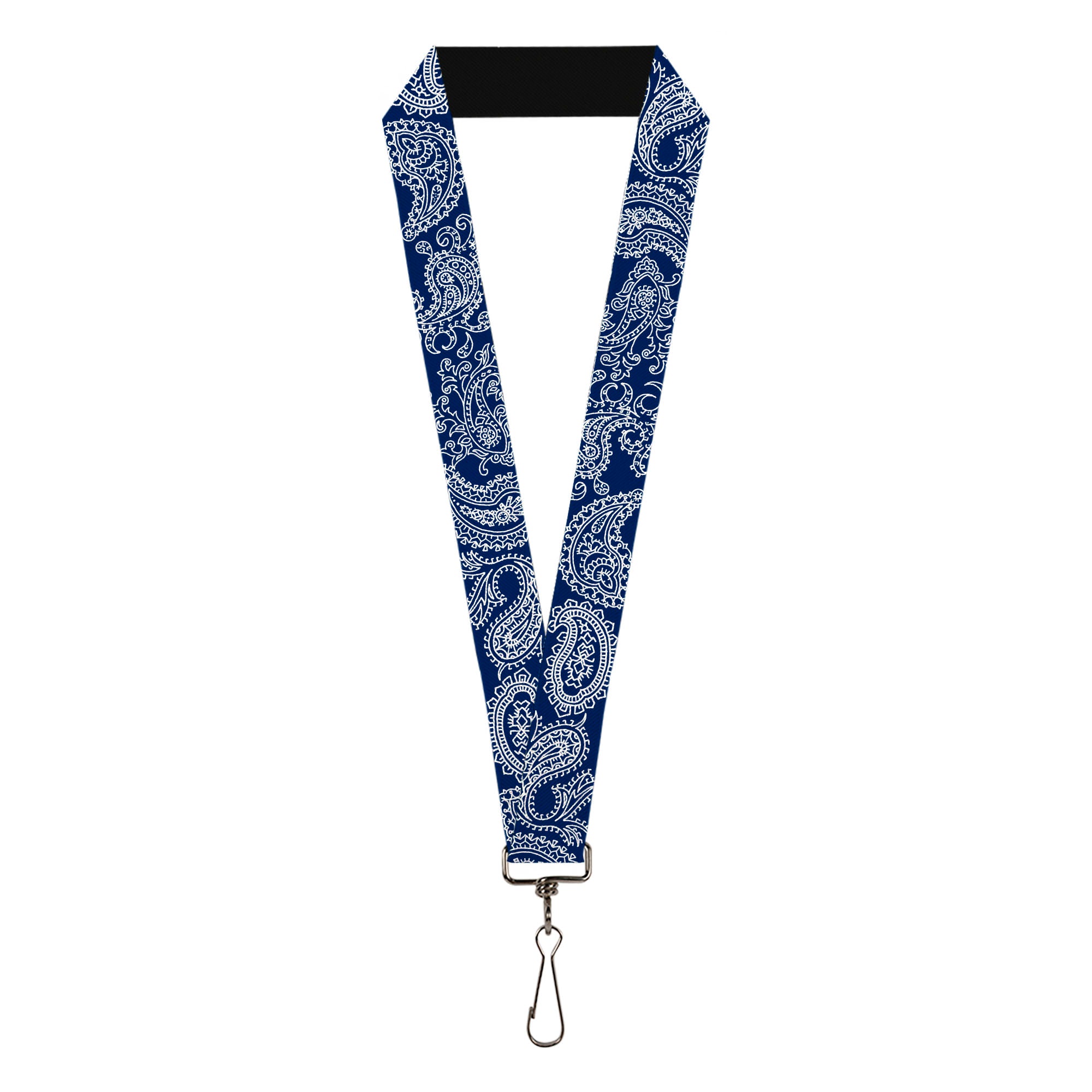 Lanyard - 1.0" - Paisley Blue White Lanyards Buckle-Down