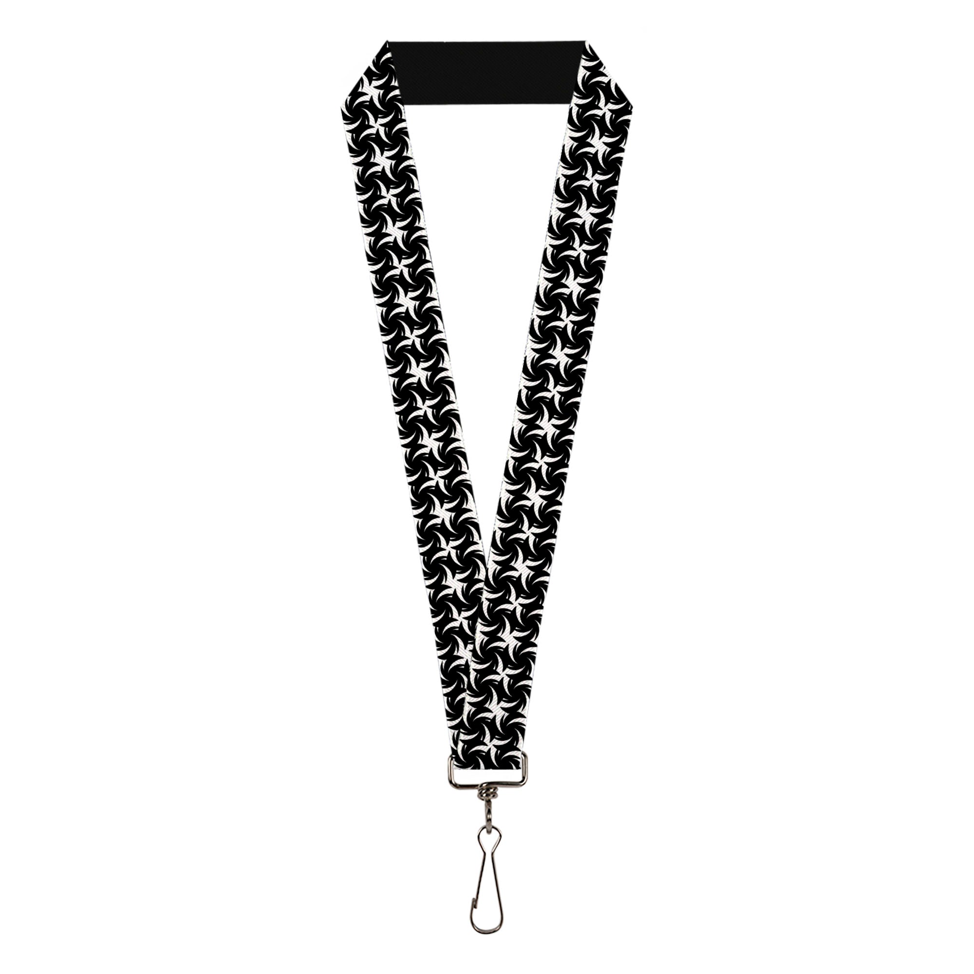 Lanyard - 1.0" - Pinwheel Plumes White Black Lanyards Buckle-Down