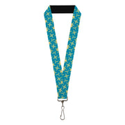 Lanyard - 1.0" - Pinwheel Plumes Beige Turquoise Lanyards Buckle-Down
