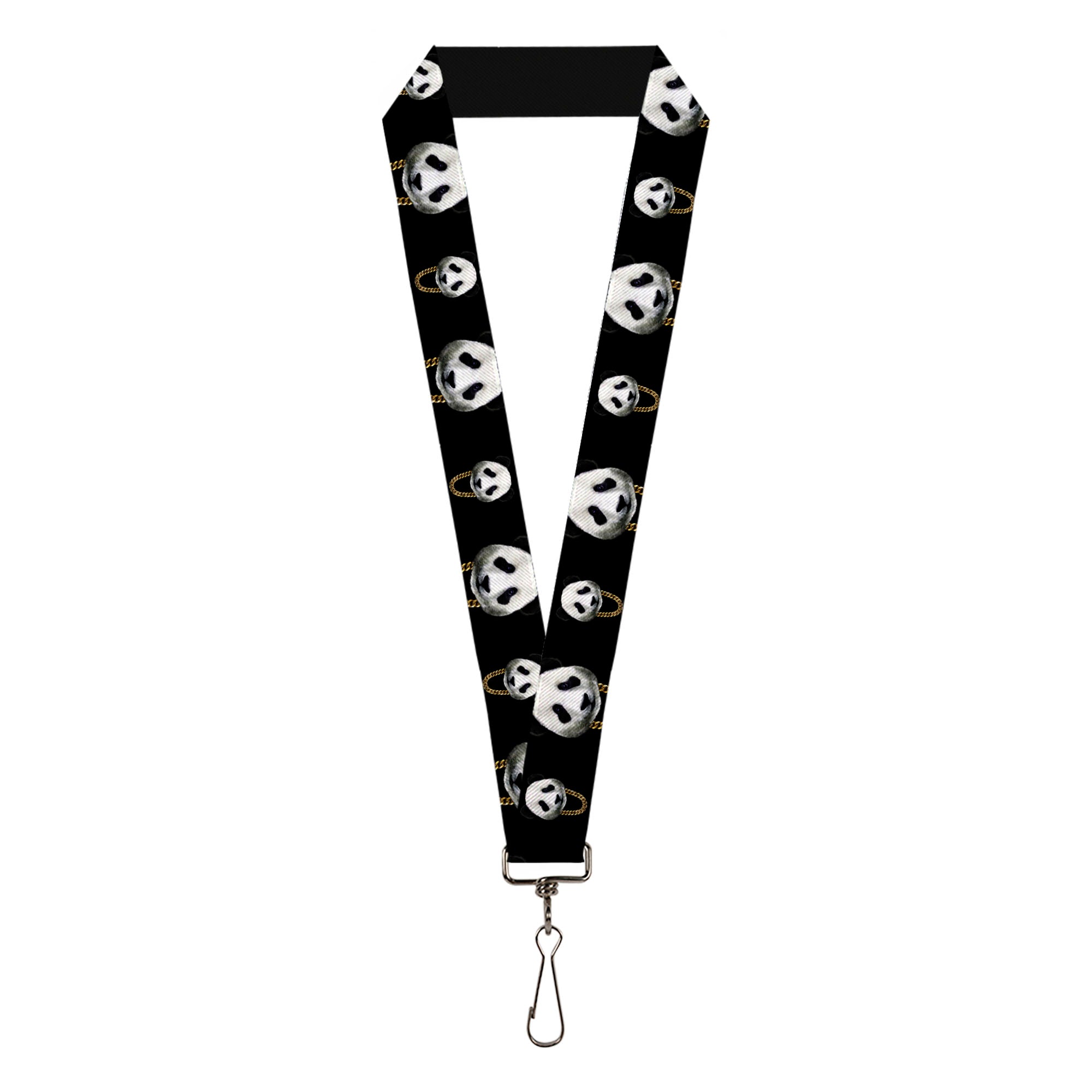 Lanyard - 1.0" - Panda w Gold Chain Black Lanyards Buckle-Down