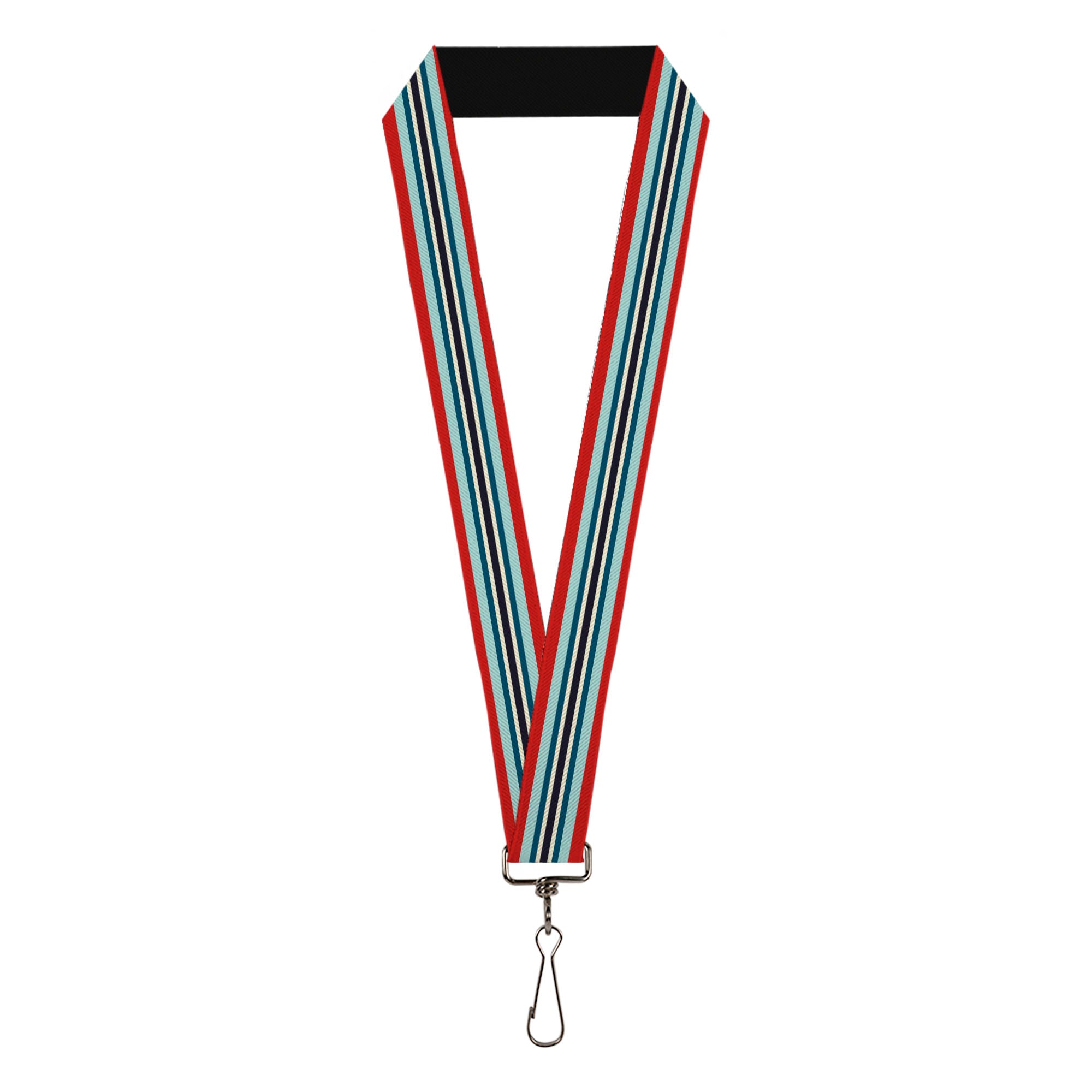 Lanyard - 1.0" - Stripes Red Blues White Lanyards Buckle-Down
