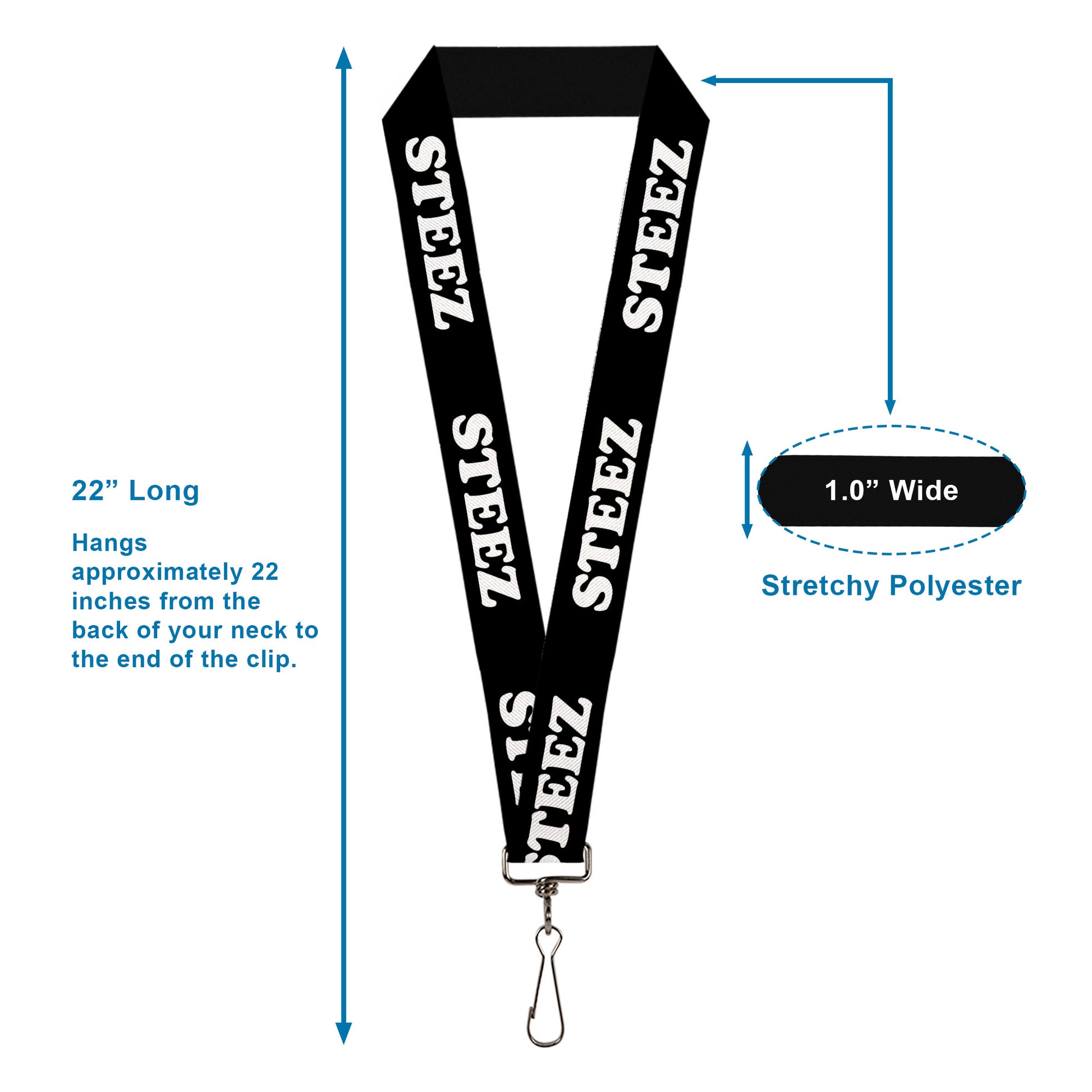 Lanyard - 1.0" - STEEZ Black White Lanyards Buckle-Down